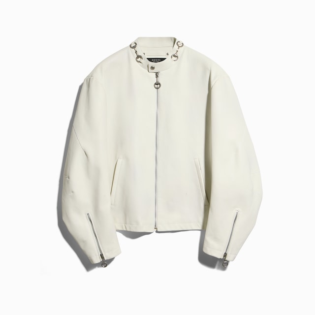 Treated bull leather jacket