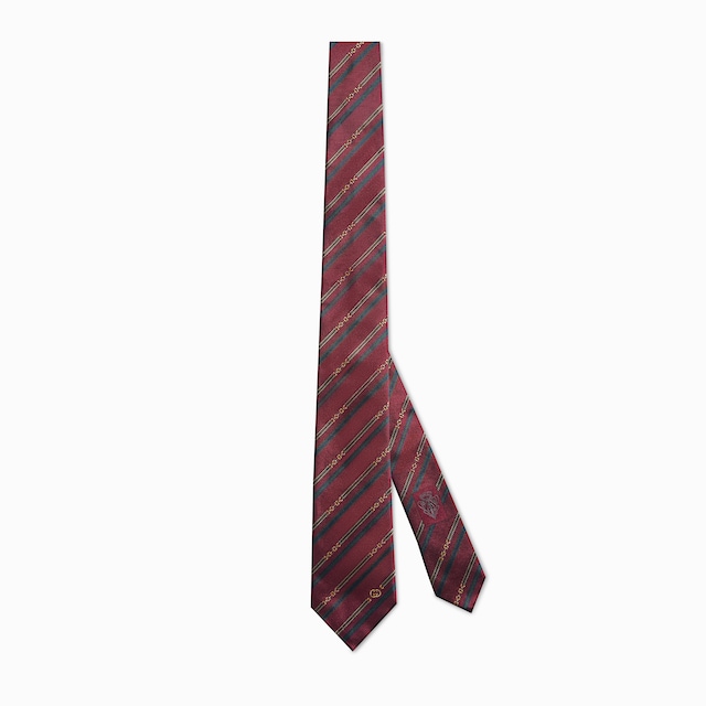 Interlocking G Horsebit belt silk tie