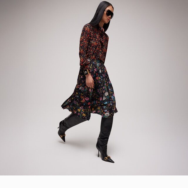 Printed silk midi skirt - image 3