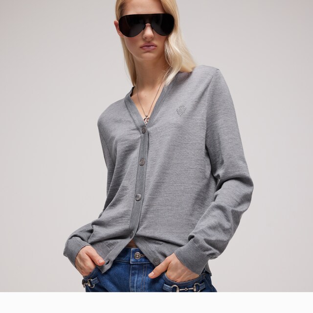 Fine wool cardigan with embroidery - image 2