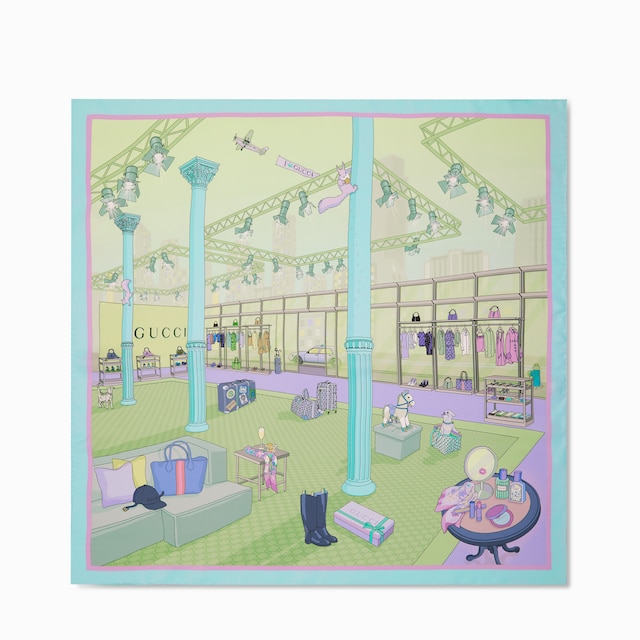 プリント シルクツイル スカーフ ・マルチカラー | GUCCI公式