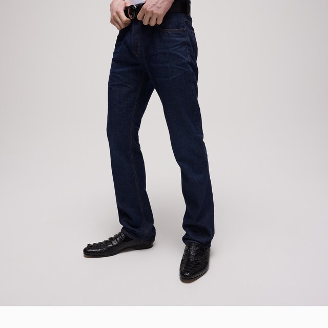 Cotton denim pants with embroidery - image 4