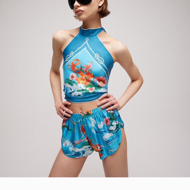 Printed silk twill shorts - image 2