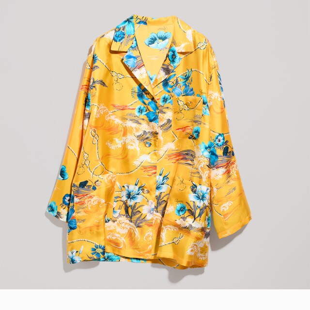 Printed silk twill shirt