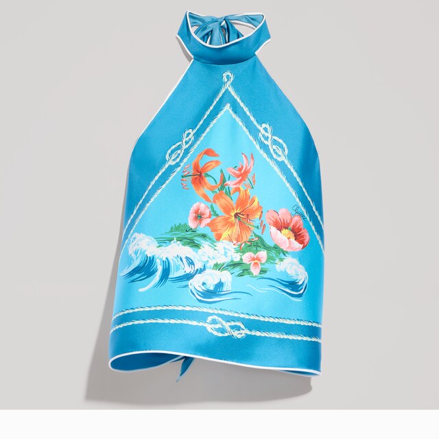 Printed silk twill top
