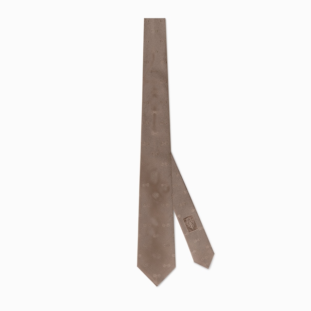 Horsebit silk jacquard tie