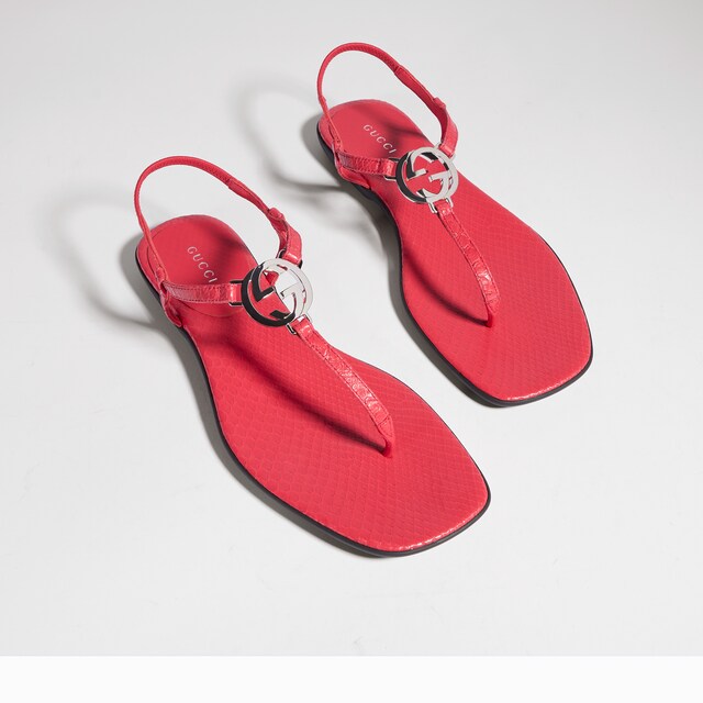 Women's python thong sandal with Interlocking G - image 2