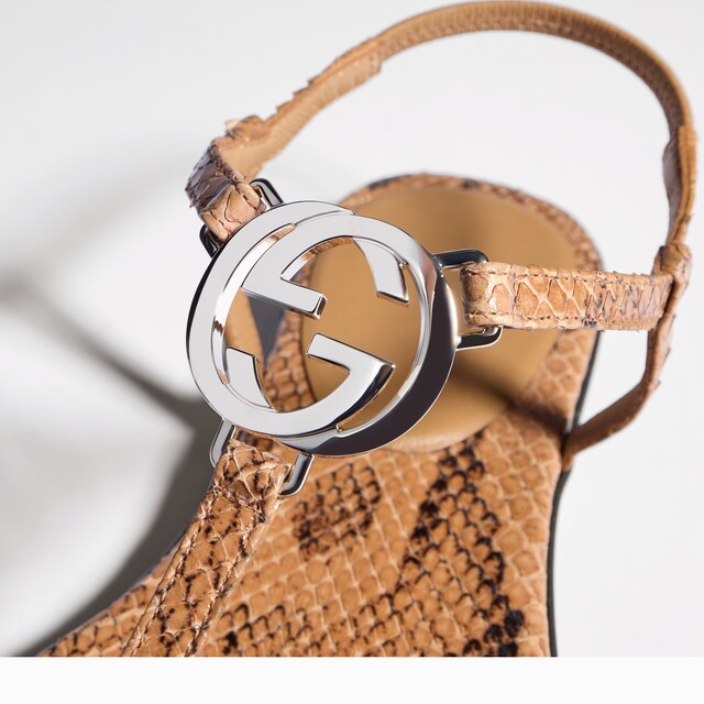 Women's python thong sandal with Interlocking G - image 4