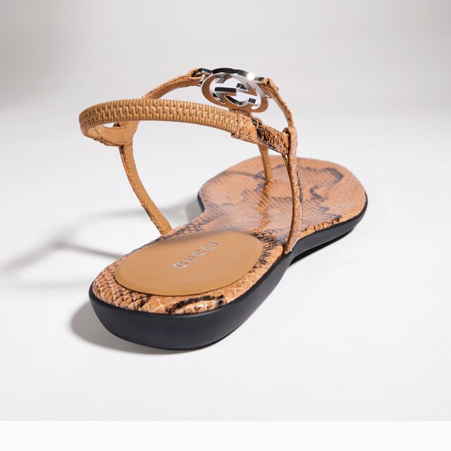 Women's python thong sandal with Interlocking G - image 2