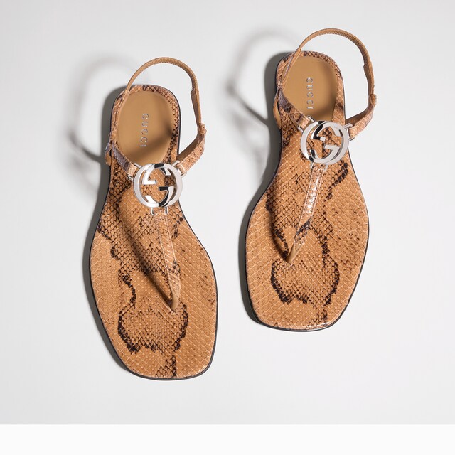 Women's python thong sandal with Interlocking G - image 3