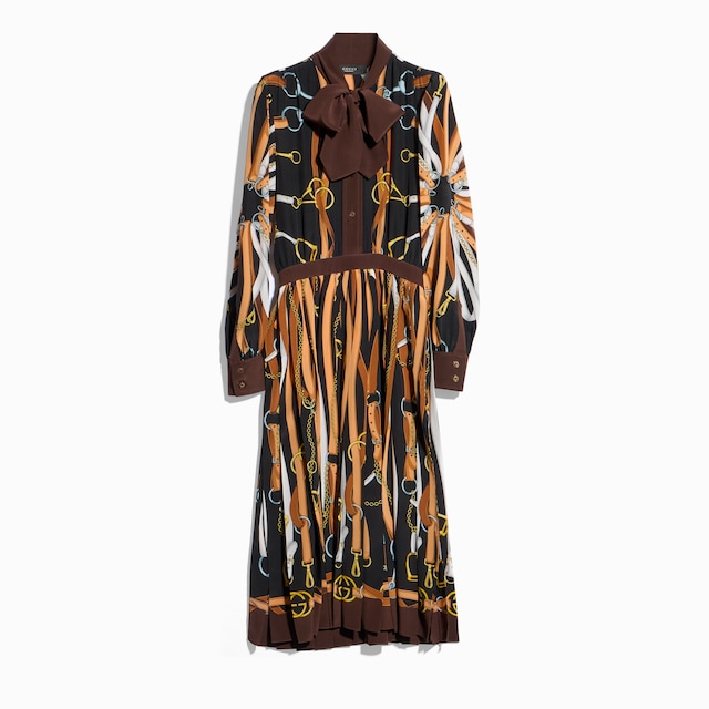 Printed silk chemisier dress