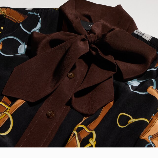 Printed silk chemisier dress - image 2