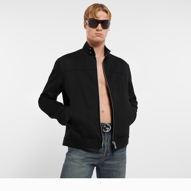 Cotton denim jacket with Horsebit