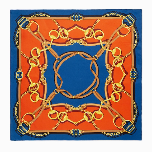 Reversible printed silk twill carré