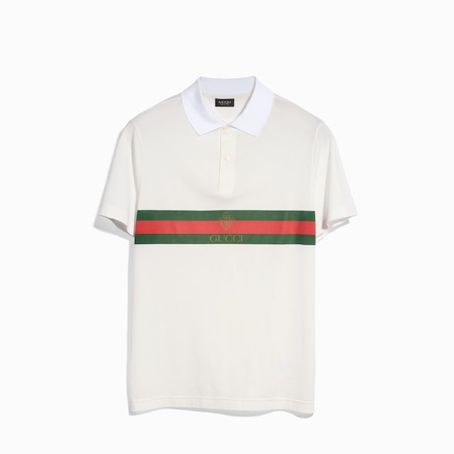 Polo de punto de algodón con tribanda Web