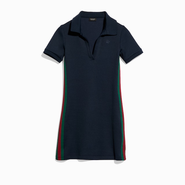 Rib cotton jersey dress with Web