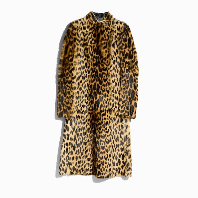 Printed long hair cow hide coat