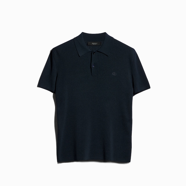Technical knit fabric polo shirt with embroidery