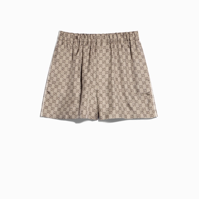 Printed silk twill shorts