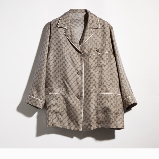Printed silk twill shirt - image 2