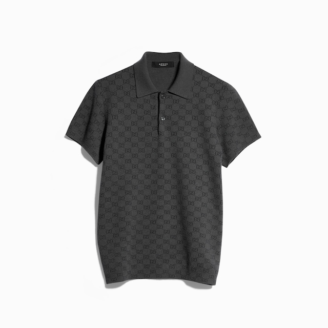 GG wool silk jacquard polo shirt