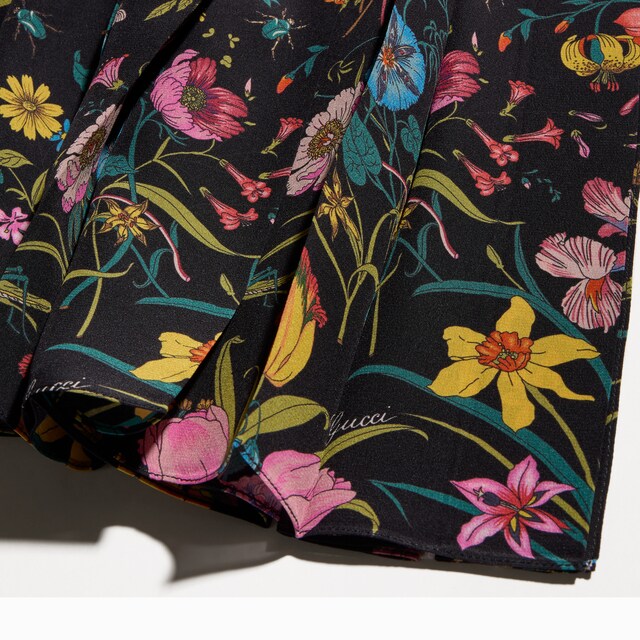 Printed silk midi skirt