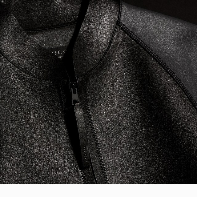 Grainy leather zip jacket - image 4
