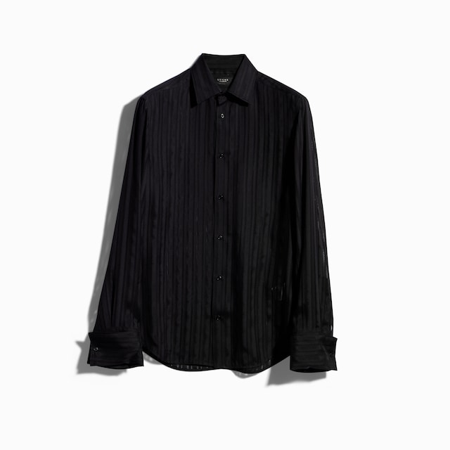 Striped silk gauze shirt