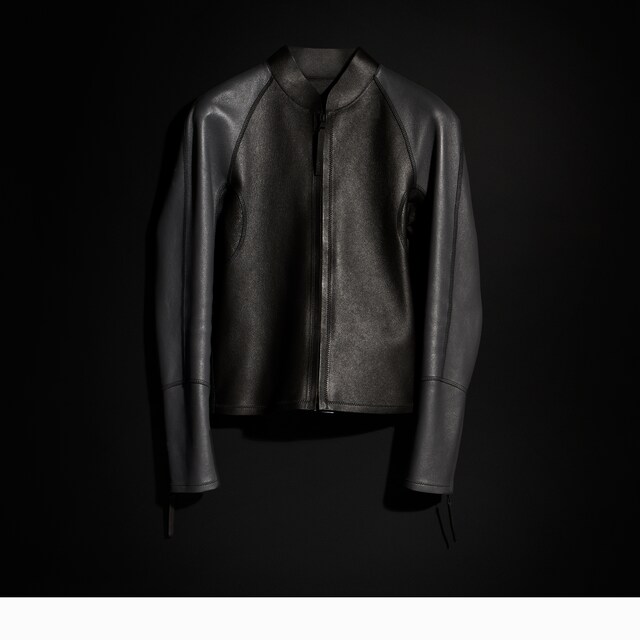 Grainy leather zip jacket - image 2