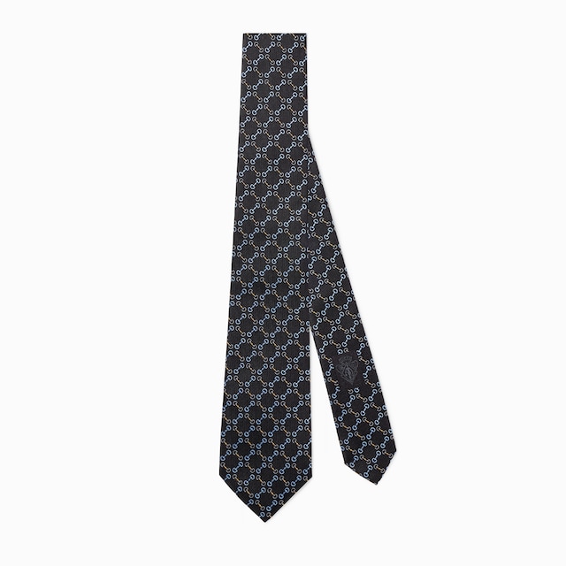 Horsebit silk jacquard tie