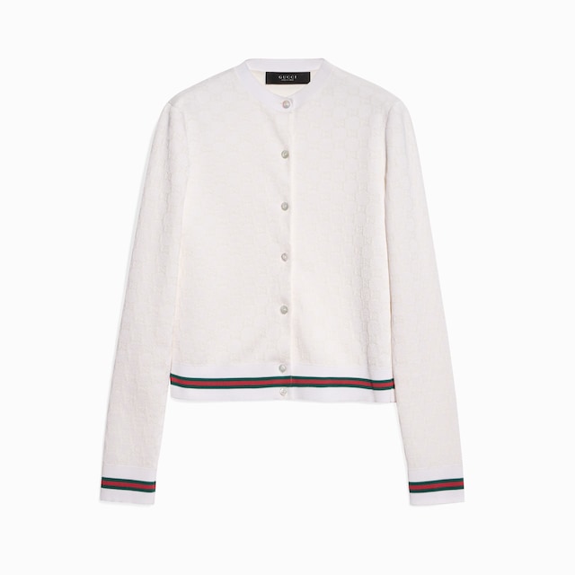 GG fine cotton viscose jacquard cardigan