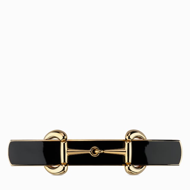 Horsebit hair clip with enamel