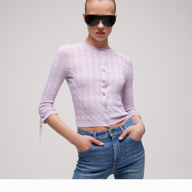 Braided cotton blend cardigan - image 2