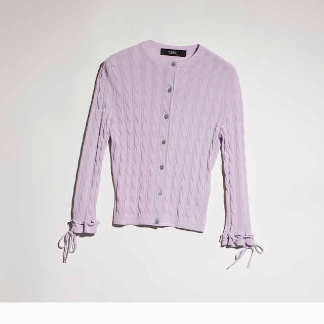 Braided cotton blend cardigan - image 3