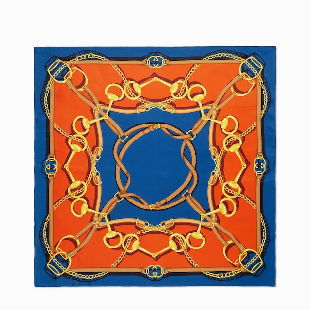 Carré in twill di seta stampato reversibile