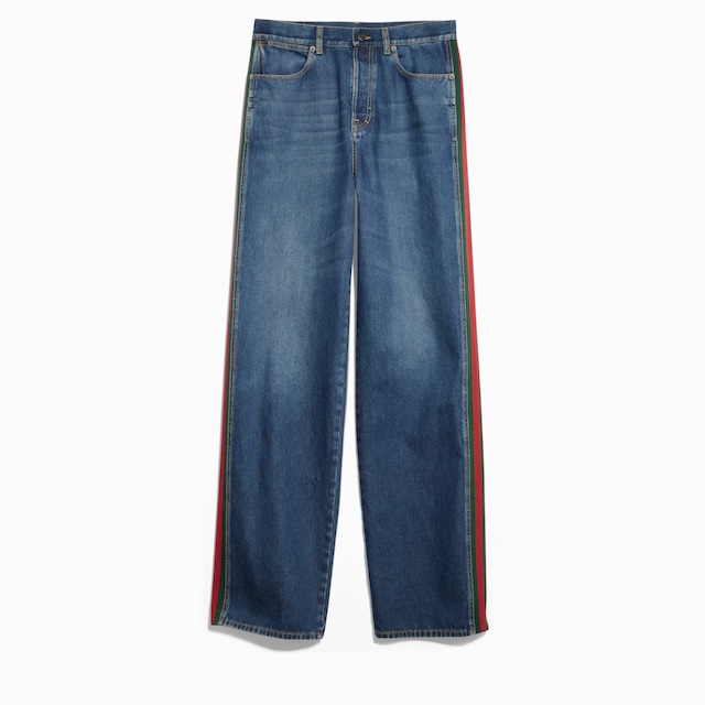 Cotton denim pants with Web insert