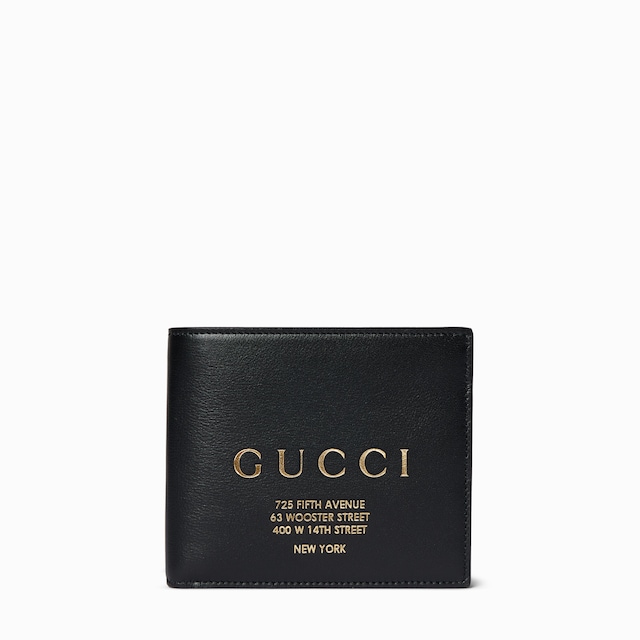 Bi-fold wallet with gold-foiled logo
