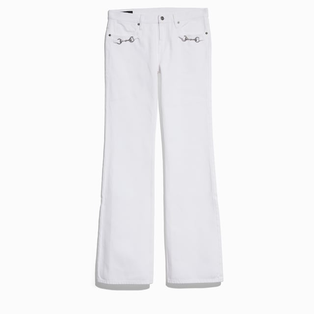 Cotton denim pants with Horsebit