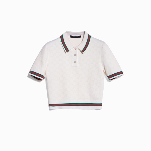 Poloshirt aus extra feiner Baumwolle mit GG Jacquard