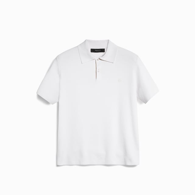 Silk cotton polo shirt with embroidery