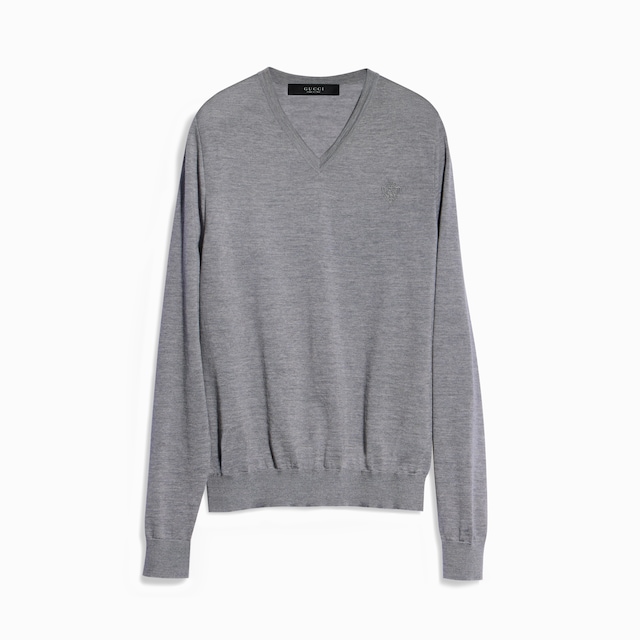 Pullover aus feiner Wolle mit Stickerei