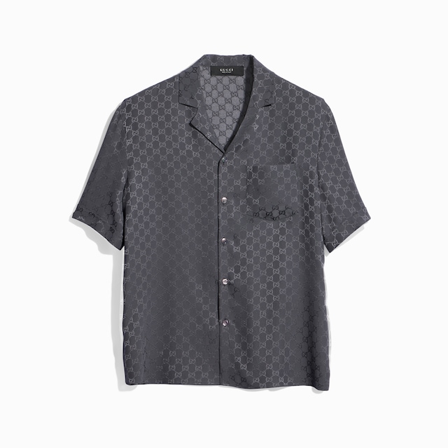 GG silk jacquard bowling shirt