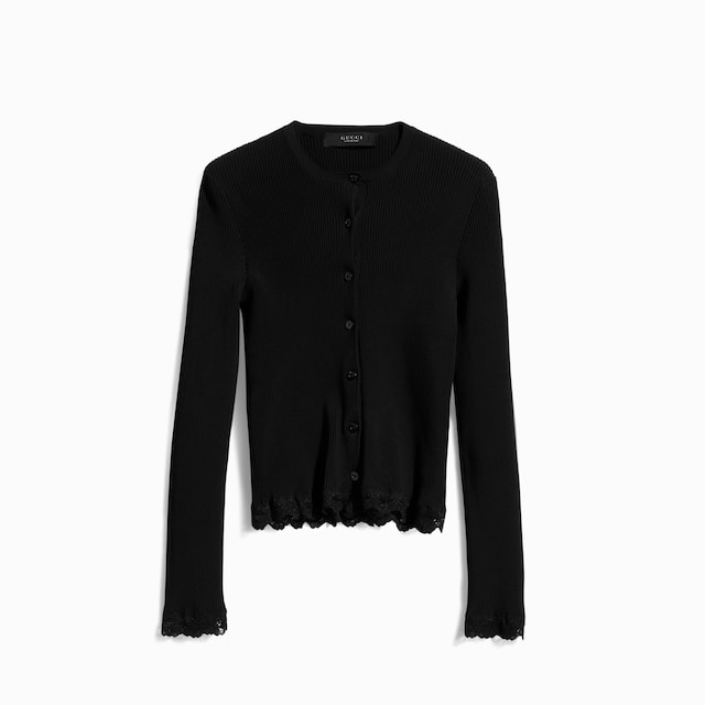 Fine matte viscose rib cardigan