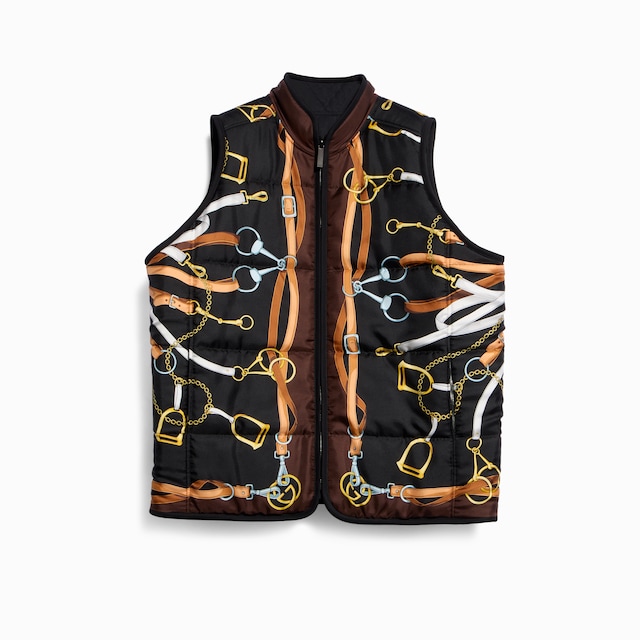 Reversible padded silk twill vest