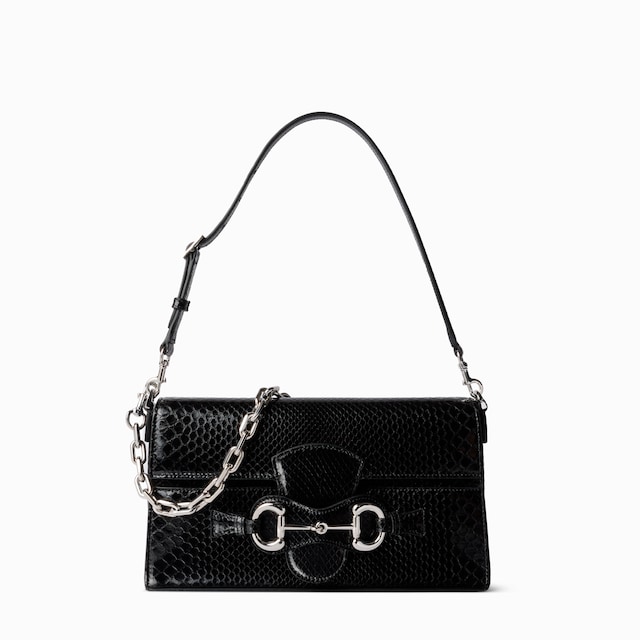 Horsebit Ristretto python medium shoulder bag