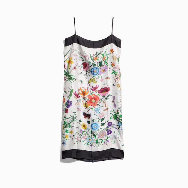 Printed silk twill dress