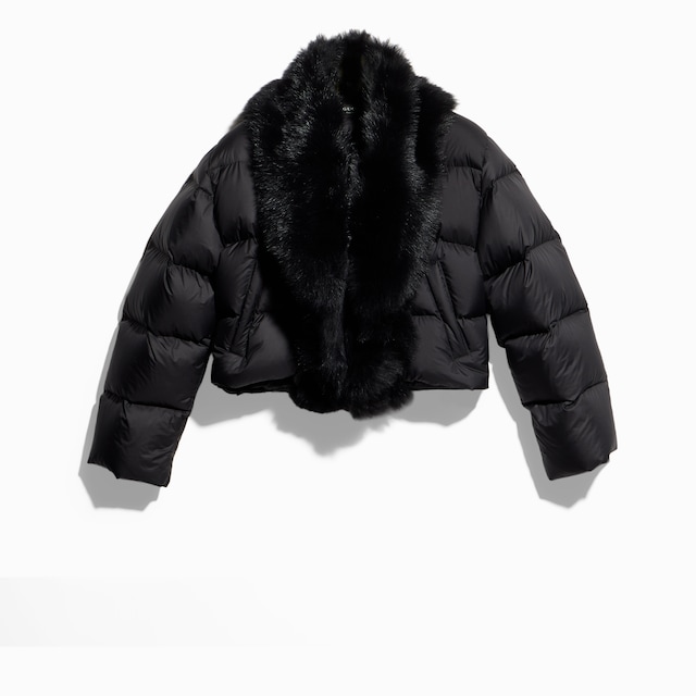 Padded polyester jacket with shearling