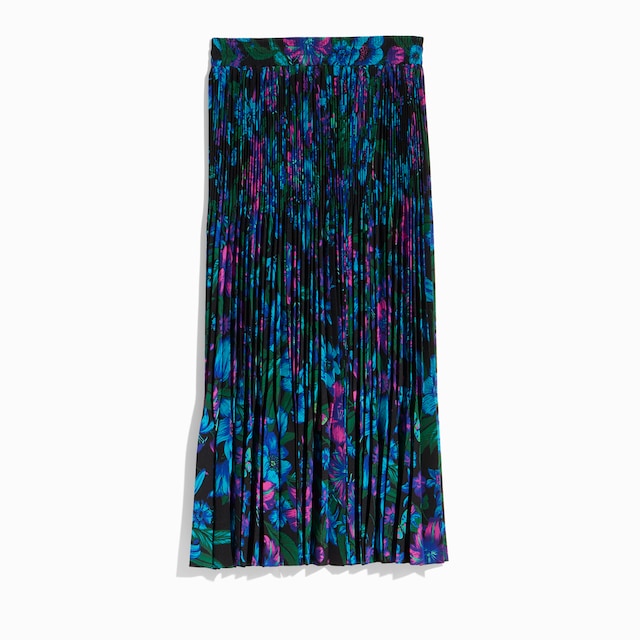 Printed silk crêpe de chine midi skirt