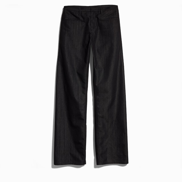 Loose fit cotton blend denim pants