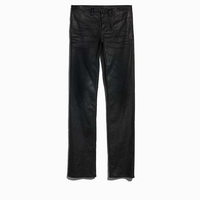 Pantalons en denim twill de coton stretch enduit